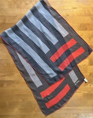 Vtg Vera Neumann Ladybug Chiffon Oblong Scarf/Wrap Geometric Print 42x14" Japan  - Image 1 of 4