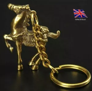 Solid Brass Horse Keychain Keyring - Picture 1 of 3