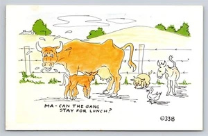 Cómic Postal El ternero le pregunta a la vaca si los animales de granja pueden quedarse para almorzar Kromecolor De colección - Imagen 1 de 3