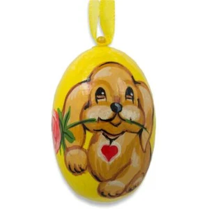 Cane Labrador Giallo con Fiore Decorazione Natalizia in Legno 3 Pollici - Foto 1 di 2
