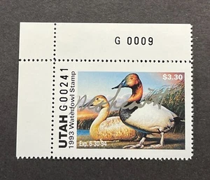 1993 UTAH - State Duck Stamp - MNH **GOVERNOR** Signed MIKE LEAVITT - Picture 1 of 2