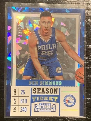 BEN SIMMONS 2017/18 PANINI CONTENDERS SEASON TICKET CRACKED ICE REFRACTOR 13/23 - Image 1 of 2