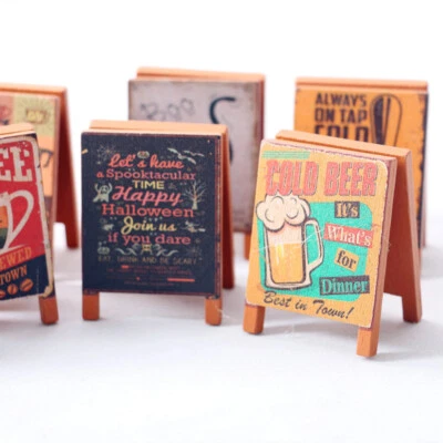 3PC Dollhouse Miniature 1/12 Scale Wooden Poster Stands Vintage Accessories - Image 1 of 4