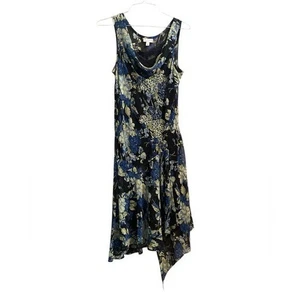 Vintage asymmetrisch Wasserfallausschnitt launisch Goth Fee Grunge ärmellos Kleid L - Bild 1 von 5