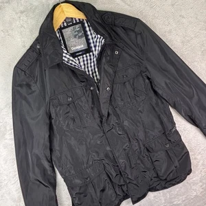 Desigual Herren Utility Jacke XXL schwarz mehrere Taschen Druckknopfleiste Gingham gefüttert - Bild 1 von 11