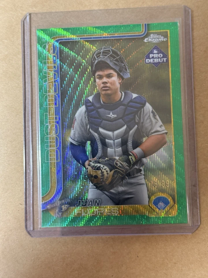 2025 Topps Pro Debut - Chrome Juan Flores #PDC-58 Green Refractor /99 (RC) - Image 1 of 1
