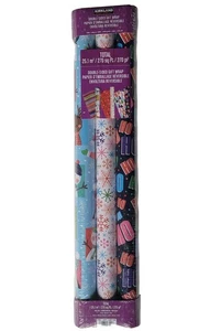 Kirkland DoubleSided Gift Wrap 3 Rolls Christmas Wrap 270 sq ft Blue/White/Navy - Picture 1 of 4