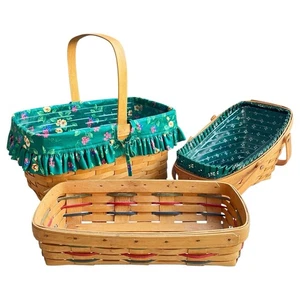 Vintage Lot of 3 Longaberger Baskets - Vegetable Picnic Bread Large Baskets - Picture 1 of 9