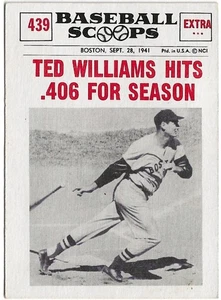 1961 Nu-Card Scoops #439 Ted Williams (Hits .406) - NM - Picture 1 of 2