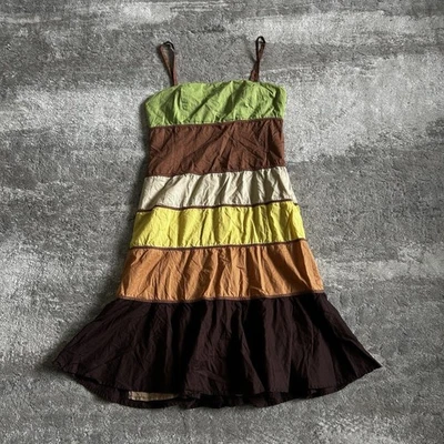 Vestido Spenser Jeremy Mujer 8 Sin Mangas Algodón Y2K Marrón Verde Amarillo Midi Foto 1 de 4