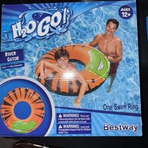 NEW H2O Go River Gator 1 Person Inflatable Floating Tube Lake Pool Raft 47 Inch - Picture 1 of 3
