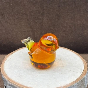 VTG Art Glass Hand-Blown Yellow Amber 3" CANARY Bird (NO Signature) - Picture 1 of 23