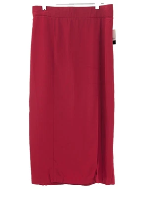 Marnie West Vintage 90s Crimson Red Front Slit Back Zip Midi Skirt USA Size 10 - Image 1 of 4