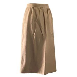 Vintage Radcliffe Wool Heritage Womens 14 Tan Tea Length Minimalist Lined Skirt - Picture 1 of 7