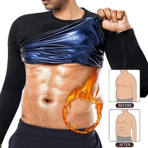 Hombres Sauna Traje Camisa Atrapa el Calor Sudor Compresión Modelador Corporal Gimnasio Top Camiseta - Imagen 1 de 34