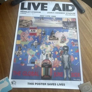 Live Aid 1985 Concert Poster. Designed By Peter Blake. Band Aid Poor Condition - Imagen 1 de 21