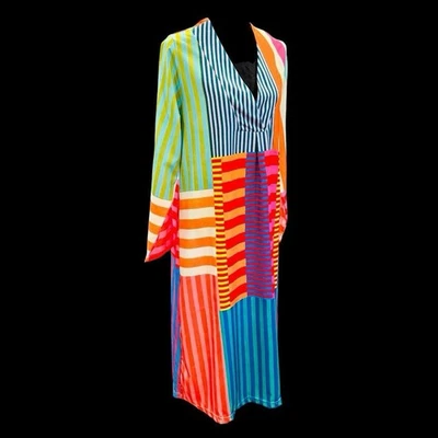 Vestido Largo Midi Estampado Súper Arco Iris Colorido Artístico Dopamina Maximalista XL NUEVO Foto 1 de 4