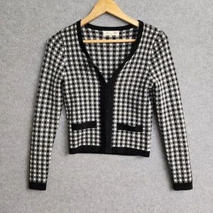 Alannah Hill Size 10 Wool Blend Cardigan Jacket Black White Check - Picture 1 of 10