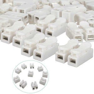 10-200PCS 10A 220V 2-Pin Push Quick Wire Cable Connector White Wiring Terminals - Picture 1 of 8