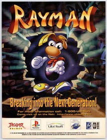 Rayman - PS1 Sega Saturn Jaguar - Vintage Original Print Ad - Promo Art 1995