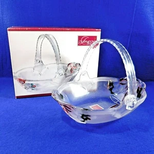 Mikasa Crystal Bon Bon Candy Dessert Basket Handle Holiday Bells Collection - Picture 1 of 9