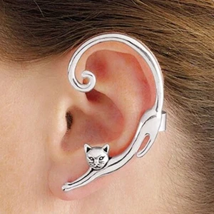 Cute Cat Cuff Earring Wrap - Left Ear, Silver - Picture 1 of 8