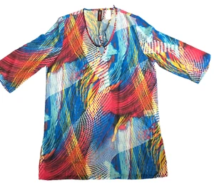 Bunte transparente Tunika Gr. 22 - 24 Bademode Strand Cover Up Slip On Shirt - Bild 1 von 5