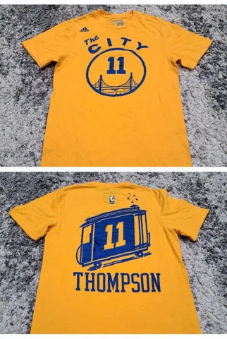 Adidas Golden State Warriors TShirt Jersey Men Small Thompson 11 The City Yellow Cover