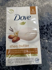 Dove Restoring Shea Butter Vanilla Scent Beauty Bar 3.75 oz 6 Bars Total 1.4 lb - Picture 1 of 1