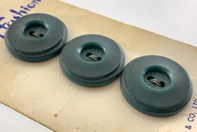 Set of 3 Vintage Resin Pine Green Etched Buttons .85in New Old Stock 386D - Image 1 of 4