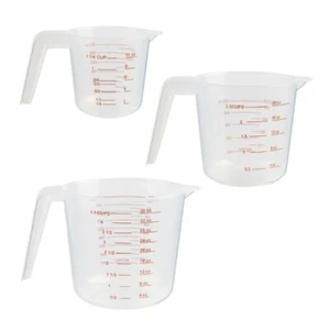 3-Piece Tapered Spout Nesting Plastic Measuring Cups Set, Clear - Picture 1 of 10