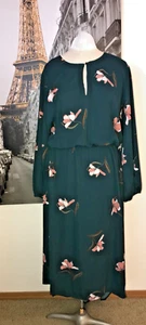 AVA & VIV PINE GREEN FLORAL PRINT EASY WEAR DRESS SIZE 3X - Picture 1 of 2
