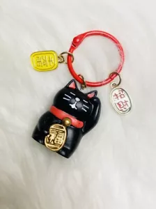 Japan Glückskatzentasche Charm Schlüsselanhänger Schlüsselanhänger für mehr Geld Glück schwarz Neu - Bild 1 von 2
