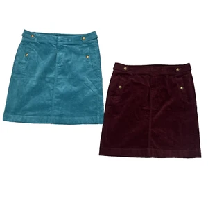Talbots Corduroy Skirt LOT (2) Women 10 Petite Teal Burgundy Preppy Academia 90s - Picture 1 of 12
