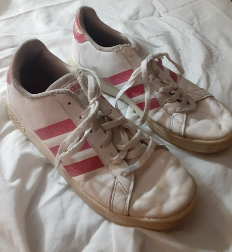 Scarpe Adidas Grand Court K bianche rosa ragazze giovani ART EG5136 taglia 3 5 brillantini