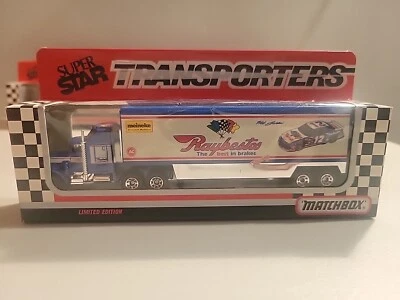 Vintage Matchbox Hut Stricklin Raybestos Race Team Tractor Trailer Transporter - Image 1 of 4