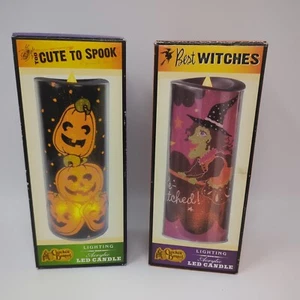 2 Cracker Barrel Halloween Acrylic LED Candles, Best Witches & Too Cute To Spook - Picture 1 of 3
