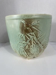 Maceta McCoy Cono de Pino Jardiniere Años 40 Azul Verde Marrón De Colección MCM De Colección - Imagen 1 de 16
