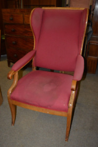 Biedermeier Ohrenbacken Sessel ca 1840 Obstholz
