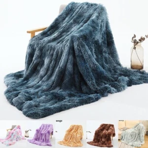 Fuzzy Furry Tie Dye Throw Blanket Sofa Bed Shaggy Cover Plush Bedding Warm - Picture 1 of 19