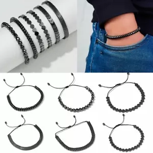 Bracciale Perline Ematite Magnetiche Braccialetto Regolabile Guarigione Perdere Peso Uomo Donna - Foto 1 di 27