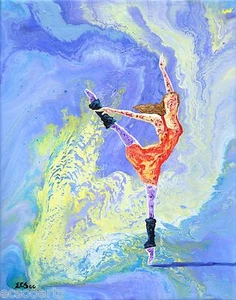Original Acrylic Abstract Ballerina Painting "Routine Workout" Artist Signed - Picture 1 of 5