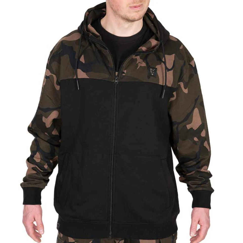 Fox LW BLack / Camo Split Zip Hoody - Angelpullover, Bekleidung, Angelkleidung   - Bild 1 von 1