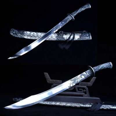 Chinese Kung Fu Dragon Dao Wushu Sword 1095 Carbon Steel Blade Sharp Broadsword - Image 1 of 4