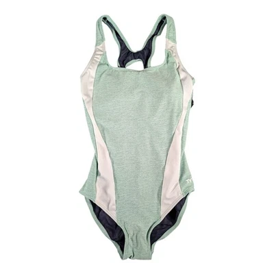 Maiô feminino TYR Maxfit Splice peça única tamanho 10 verde/branco UPF 50 novo com etiquetas - Imagem 1 de 4