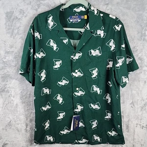 Polo Ralph Lauren Mens Medium Green P Wing Short Sleeve Button Shirt NEW - Picture 1 of 7