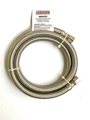 Conector para hacer hielo de acero inoxidable trenzado de 60" 1/4" FCM x 1/4" FCM IM60SS Foto 1 de 2