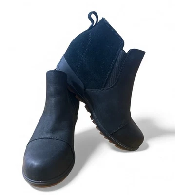 Sorel Boots Womens 7.5 Evie Chelsea Black Pull On Comfort Wedge Heels NL3816-010 - Image 1 of 4