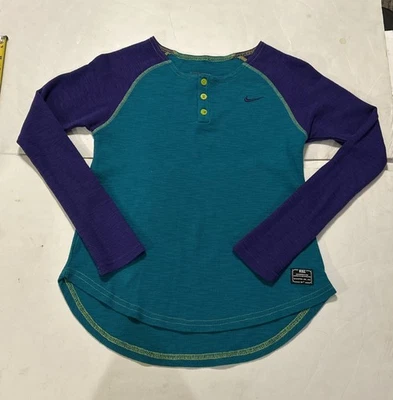 Camisa Térmica Nike Talla L Damas Verde Púrpura Mangas Largas 4829 Foto 1 de 4