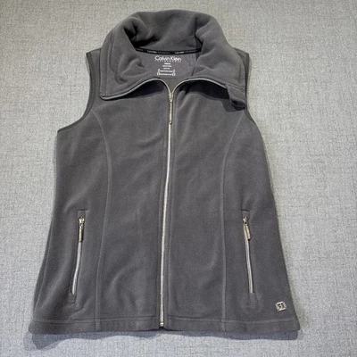 Chaleco polar Calvin Klein Performance para mujer mediano cremallera completa exterior gris Foto 1 de 4